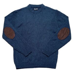 Line Of Trade Wool Blend Knit Sweater Men's Size Large Elbow Patches Fisherman